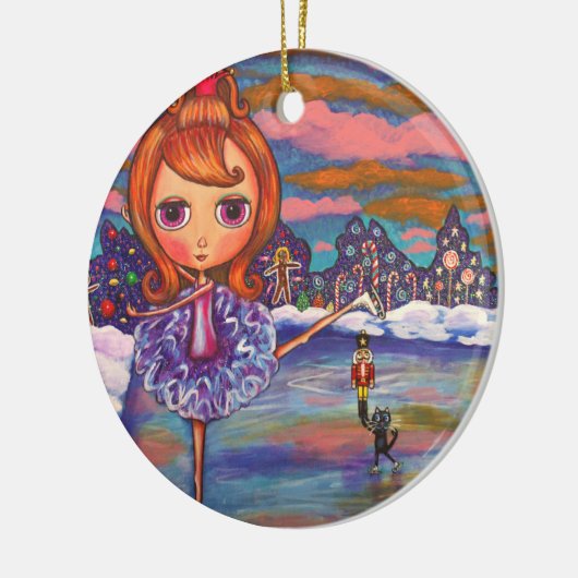 Nutcracker Ballet Black Cat Candy Canes Cute Keramisch Ornament (Links)