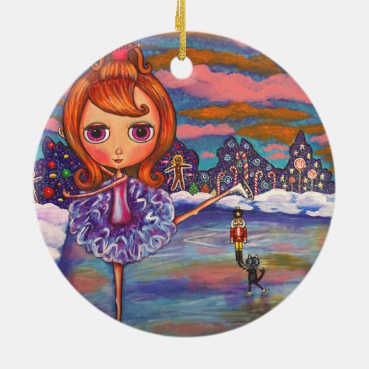 Nutcracker Ballet Black Cat Candy Canes Cute Keramisch Ornament (Achterkant)