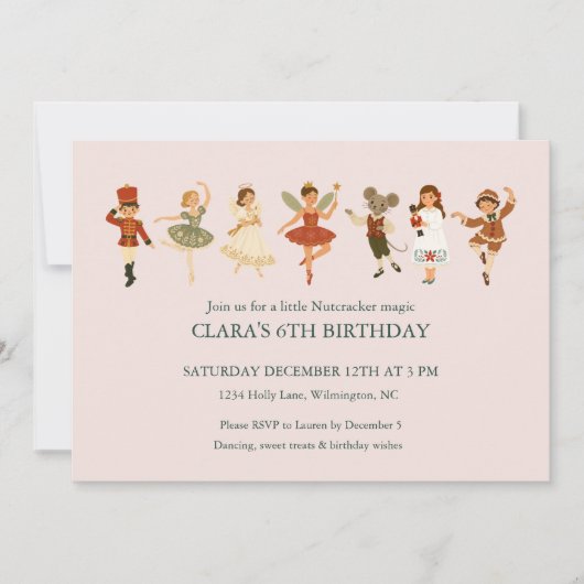 Nutcracker Ballet Blush Roze Verjaardagsfeest Uitn (Voorkant)