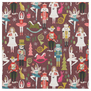 Nutcracker Ballet burgundy Stof