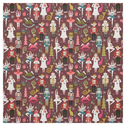 Nutcracker Ballet burgundy Stof (Swatch)