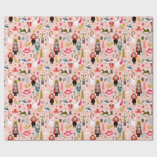 Nutcracker Ballet Characters - roze Cadeaupapier (Vlak)
