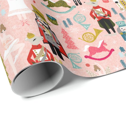 Nutcracker Ballet Characters - roze Cadeaupapier (Rol Hoek)