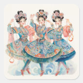 Nutcracker Ballet, Chinese Dancers Vierkante Sticker (Voorkant)