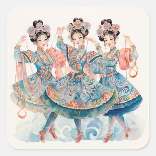 Nutcracker Ballet, Chinese Dancers Vierkante Sticker (Voorkant)