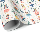 Nutcracker Ballet Christmas Cute Ballerina Holiday Cadeaupapier (Rol Hoek)