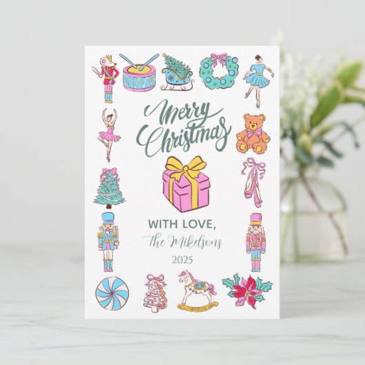 Nutcracker Ballet Christmas Feestdagenkaart (Staand voorkant)