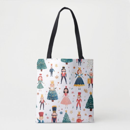 Nutcracker Ballet Christmas Seamless Pattern Tote Bag (Voorkant)