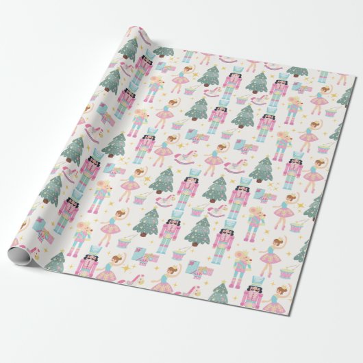 Nutcracker Ballet Christmas Wrapping Paper Cadeaupapier (Uitgerold)