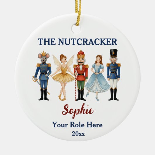 Nutcracker Ballet Custom Name & Role Keramisch Ornament (Voorkant)