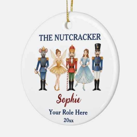 Nutcracker Ballet Custom Name & Role, Photo Keramisch Ornament (Links)