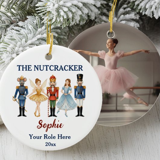 Nutcracker Ballet Custom Name & Role, Photo Keramisch Ornament