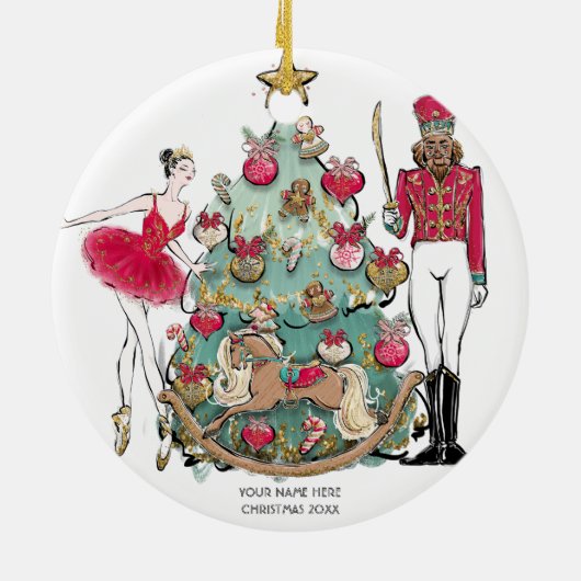 Nutcracker Ballet Dancer Kerstmis Keramisch Ornament (Achterkant)