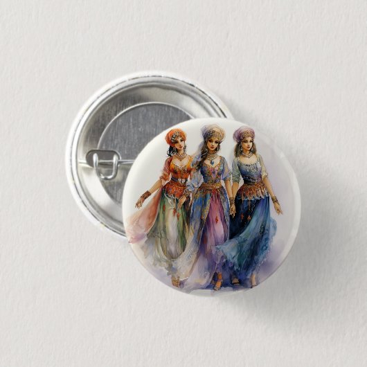 Nutcracker Ballet, Elegant Arab Dancers Ronde Button 3,2 Cm (Voorkant /achterkant)