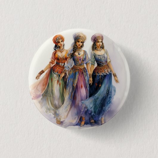Nutcracker Ballet, Elegant Arab Dancers Ronde Button 3,2 Cm (Voorkant)