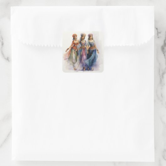 Nutcracker Ballet, Elegant Arab Dancers Vierkante Sticker (Tas)