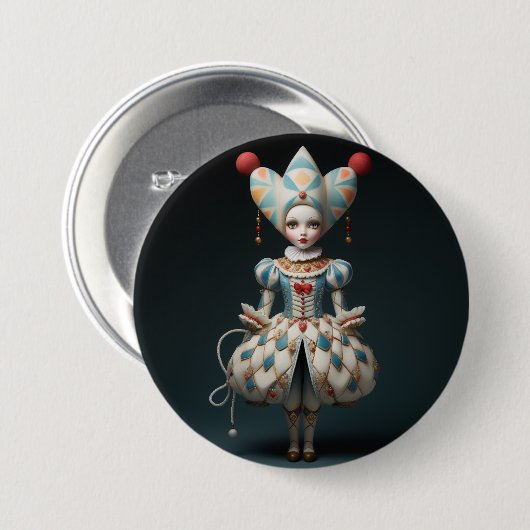 Nutcracker Ballet Fashion-Harlequin Doll Ronde Button 7,6 Cm (Voorkant /achterkant)