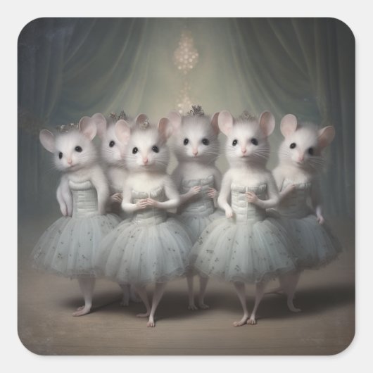 Nutcracker Ballet Fashion-Mice Vierkante Sticker (Voorkant)