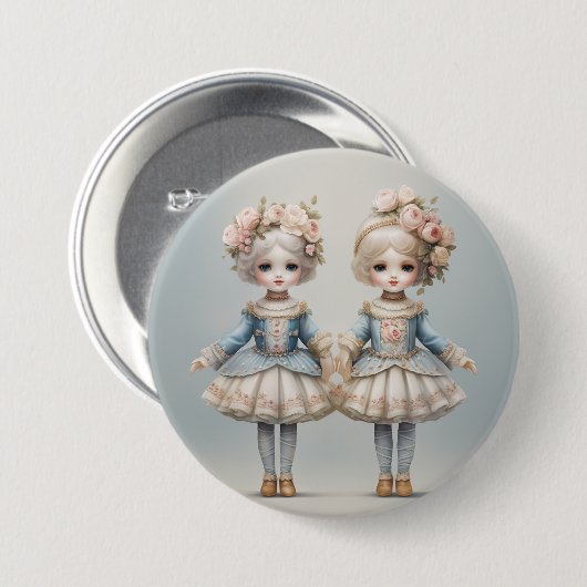 Nutcracker Ballet Fashion-Rosebuds Ronde Button 7,6 Cm (Voorkant /achterkant)