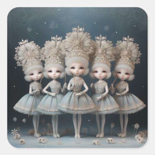 Nutcracker Ballet Fashion-Snowflake Dancers Vierkante Sticker (Voorkant)