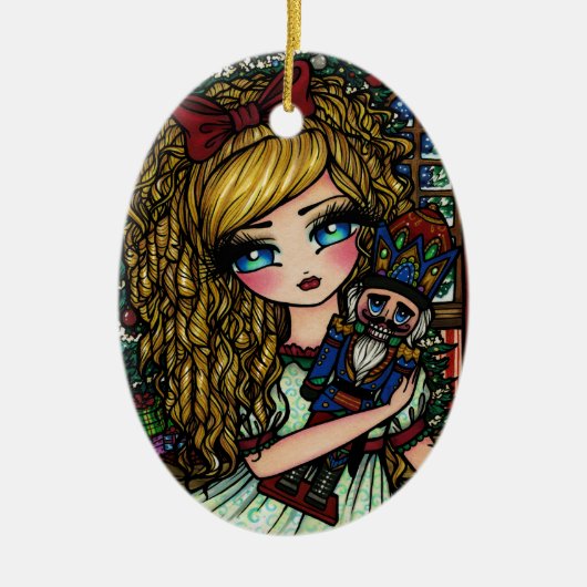 Nutcracker Ballet Girl-kerstversiering Keramisch Ornament (Voorkant)