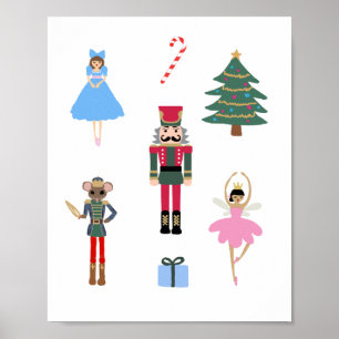 Nutcracker Ballet Illustratie Snowflake Painting Poster