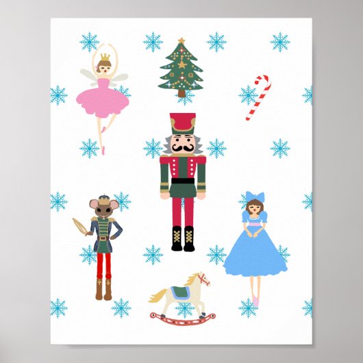 Nutcracker Ballet Illustratie Snowflake Painting Poster (Voorkant)