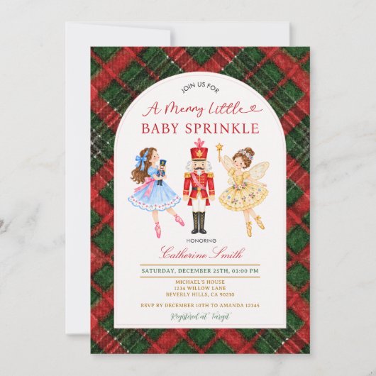 Nutcracker Ballet Kerst Baby Sprinkle  Kaart (Voorkant)