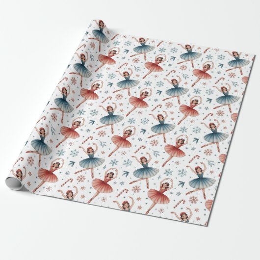 Nutcracker Ballet Kerstmis Cadeaupapier (Uitgerold)