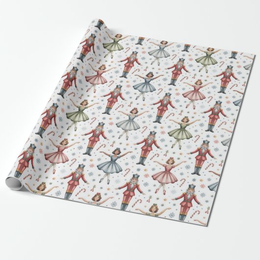 Nutcracker Ballet Kerstmis Cadeaupapier (Uitgerold)