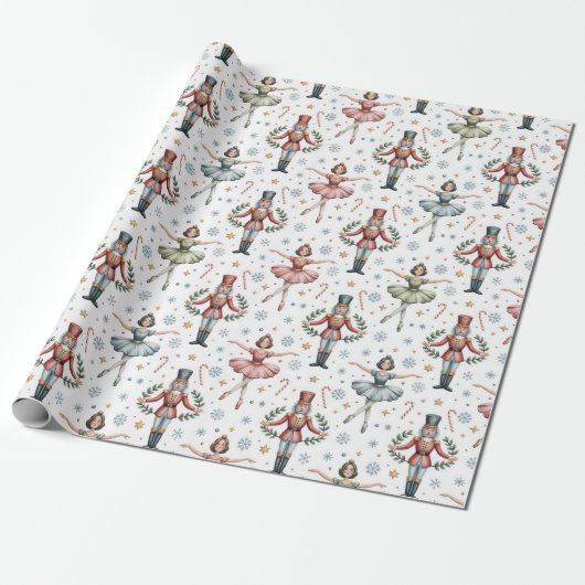Nutcracker Ballet Kerstmis Cadeaupapier (Uitgerold)