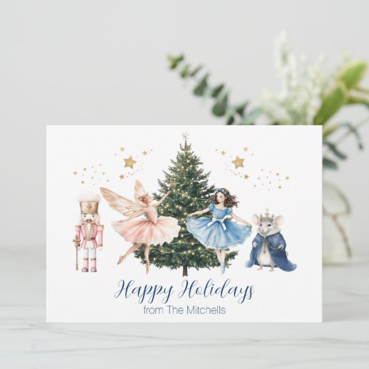 Nutcracker Ballet Kerstmis Feestdagenkaart (Staand voorkant)