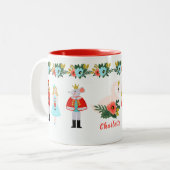 Nutcracker Ballet Kerstmis - Gepersonaliseerde naa Tweekleurige Koffiemok (Voorkant links)