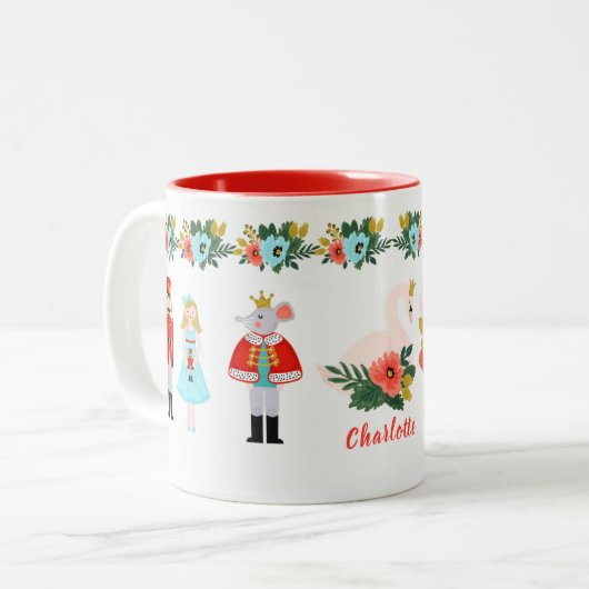 Nutcracker Ballet Kerstmis - Gepersonaliseerde naa Tweekleurige Koffiemok (Voorkant links)