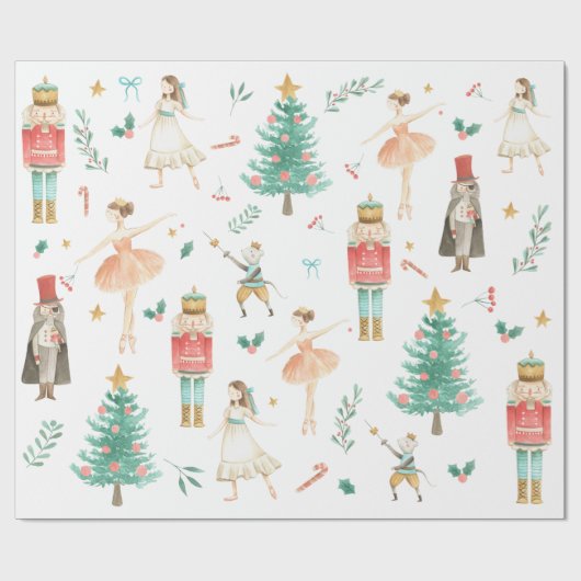 Nutcracker Ballet met kerstmis Afbeeldingen Verpak Cadeaupapier (Vlak)