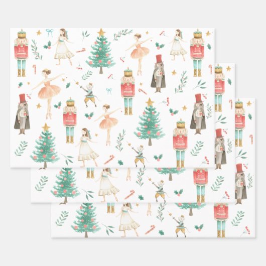 Nutcracker Ballet met kerstmis Afbeeldingen Verpak Inpakpapier Vel (Set)