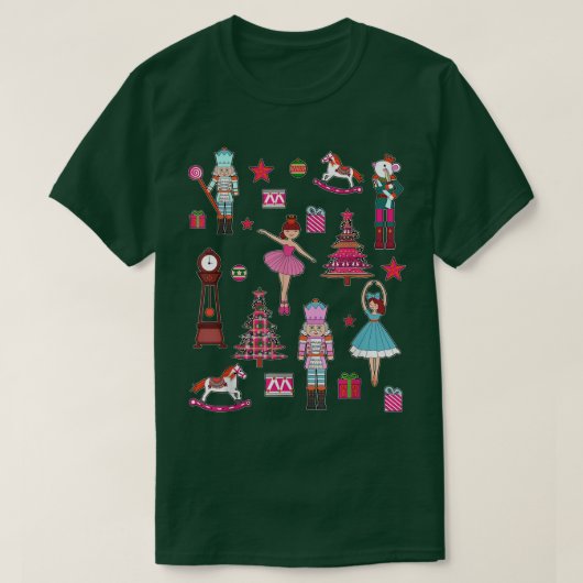 Nutcracker Ballet Pastel Balletomane kerstpaj T-shirt (Design voorkant)