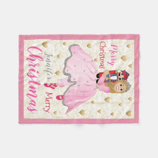 Nutcracker Ballet Personalize/Roze Fleece Blanket Deken (Voorkant (Horizontaal))