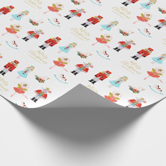 Nutcracker Ballet Persoonlijke Kerstmis Cadeaupapier (Hoek)