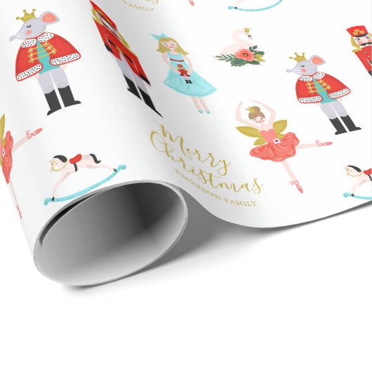 Nutcracker Ballet Persoonlijke Kerstmis Cadeaupapier (Rol Hoek)