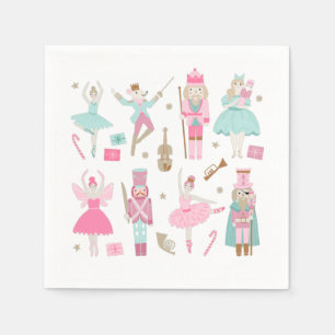 Nutcracker Ballet Pink-kerstpapier Napkin Servet