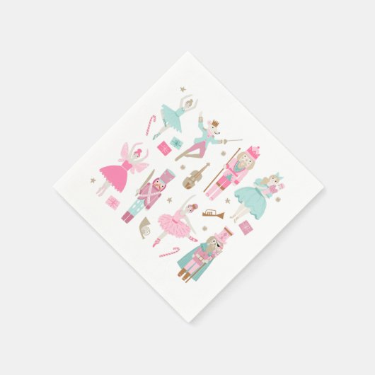 Nutcracker Ballet Pink-kerstpapier Napkin Servet (Hoek)