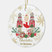 Nutcracker Ballet Red 1st Christmas Baby Photo Keramisch Ornament (Links)