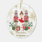 Nutcracker Ballet Red 1st Christmas Baby Photo Keramisch Ornament (Links)