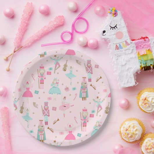 Nutcracker Ballet Roze Kerstmis Papieren Bordje (Feest)