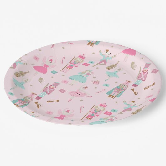 Nutcracker Ballet Roze Kerstmis Papieren Bordje (Gekanteld)