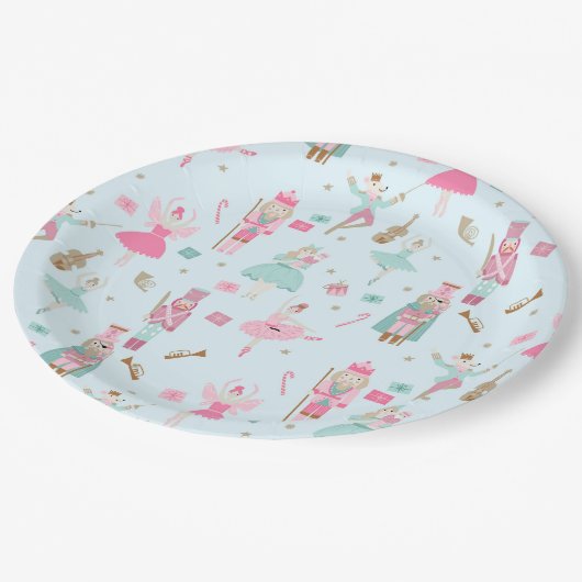 Nutcracker Ballet Roze kerstpapier Bord (Gekanteld)