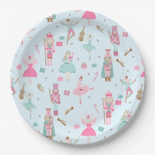 Nutcracker Ballet Roze kerstpapier Bord (Voorkant)