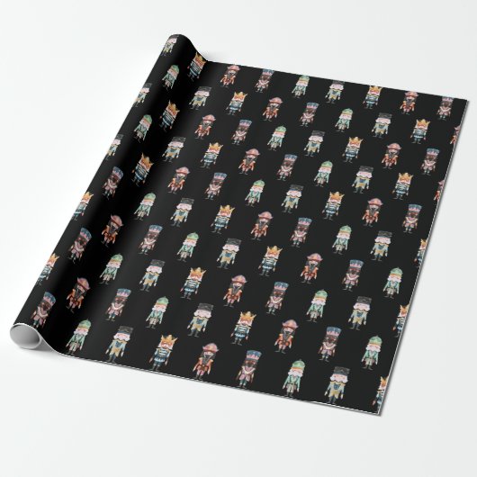 Nutcracker Ballet Soldier Wrapping Paper Cadeaupapier (Uitgerold)