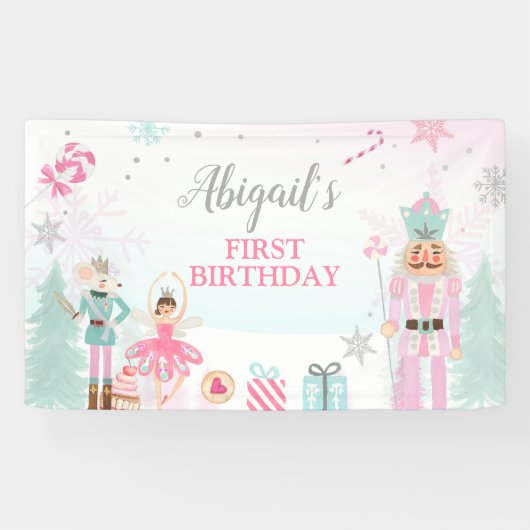 Nutcracker Birthday Girl Land of Sweets Backdrop B Spandoek (Horizontaal)